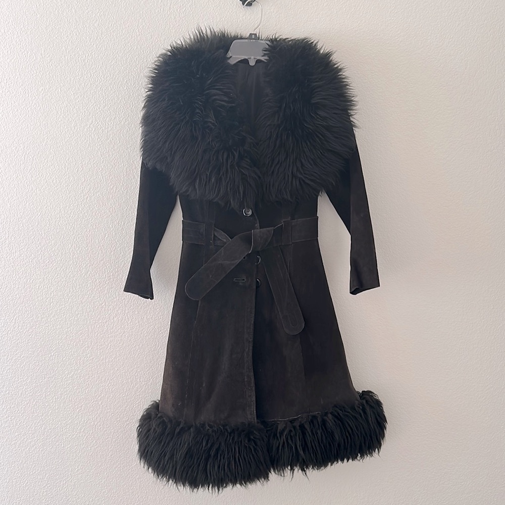 Vintage suede coat. Long. Black. Size small. No tags